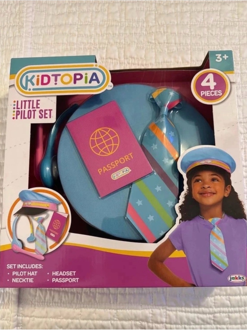 Topia Kids Pilot Dress-Up Set in Light Blue with Pink Passport